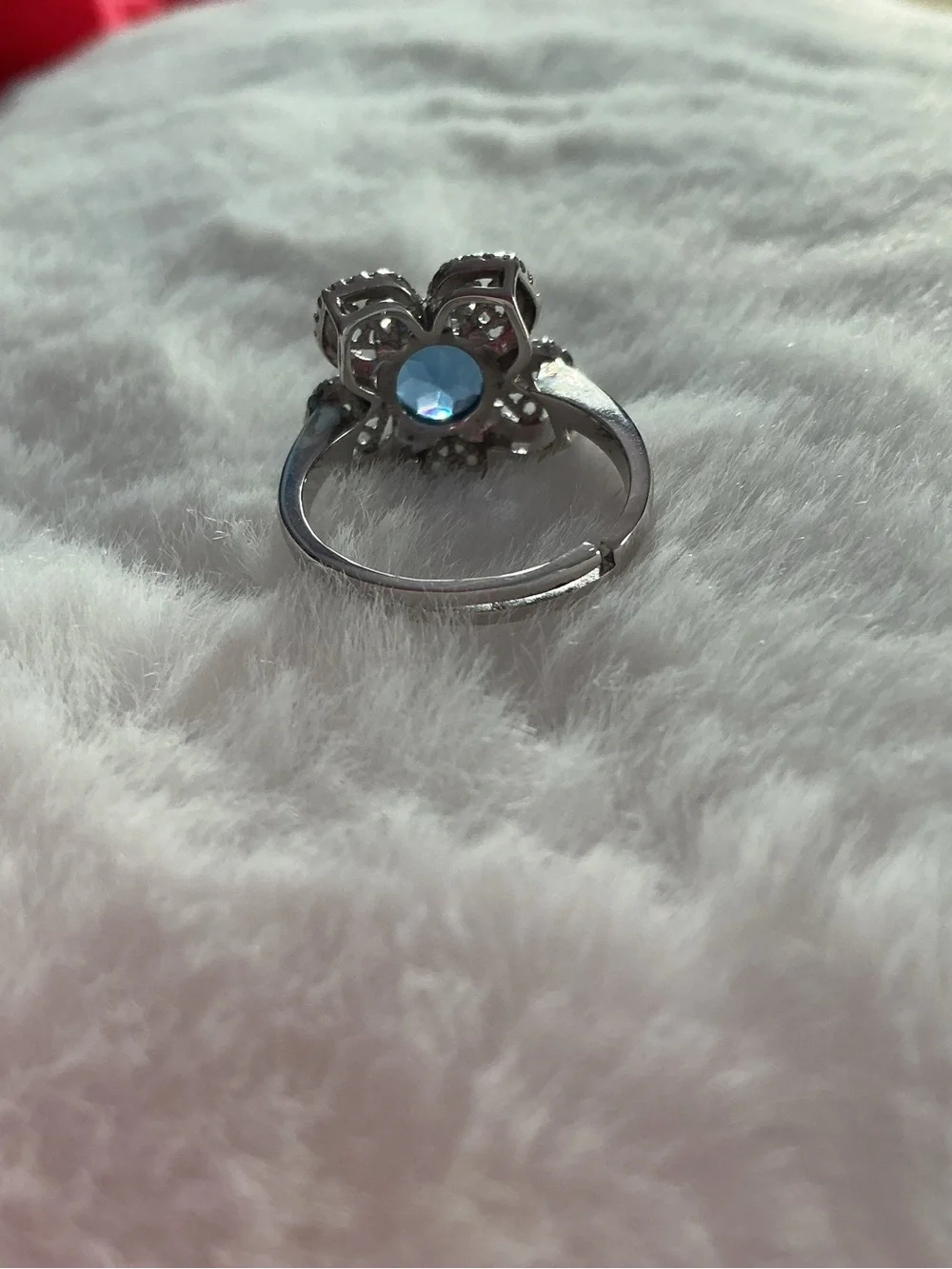 Sterling Silver 925 Floral Halo Ring Natural Sri Lanka Sapphire